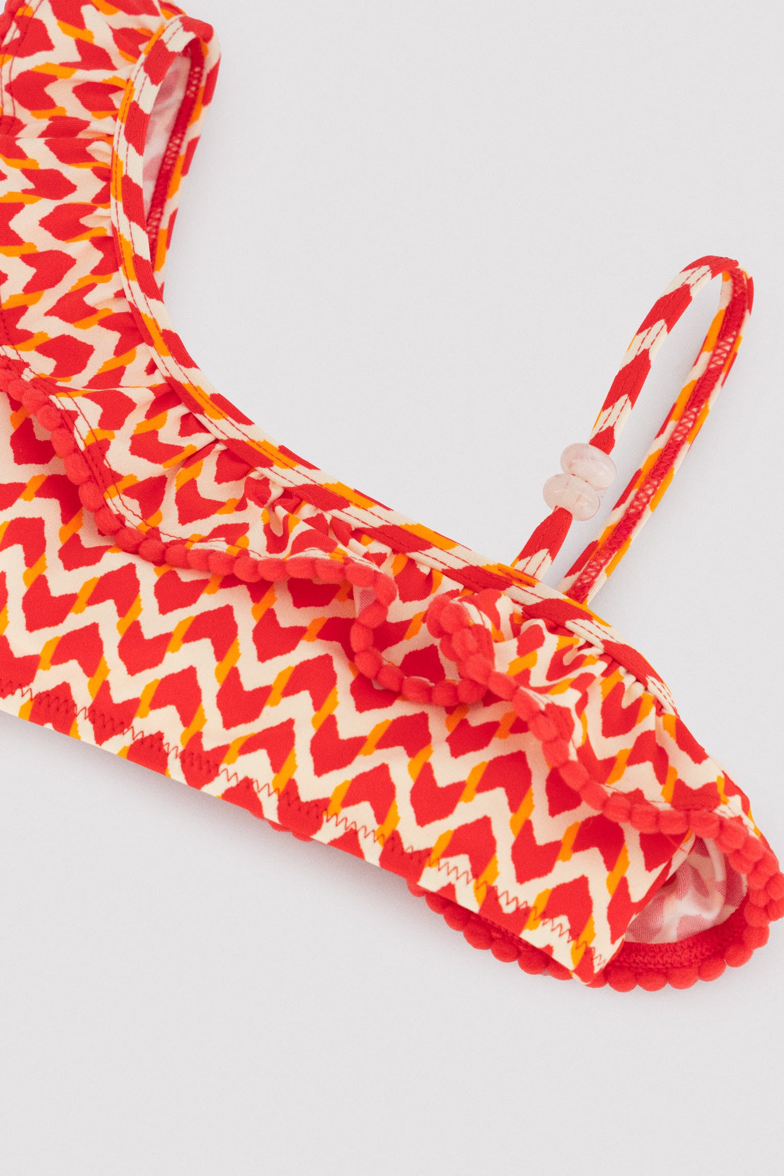 Bikini niña asimétrico detalle volante estampado étnico - Ysabel Mora
