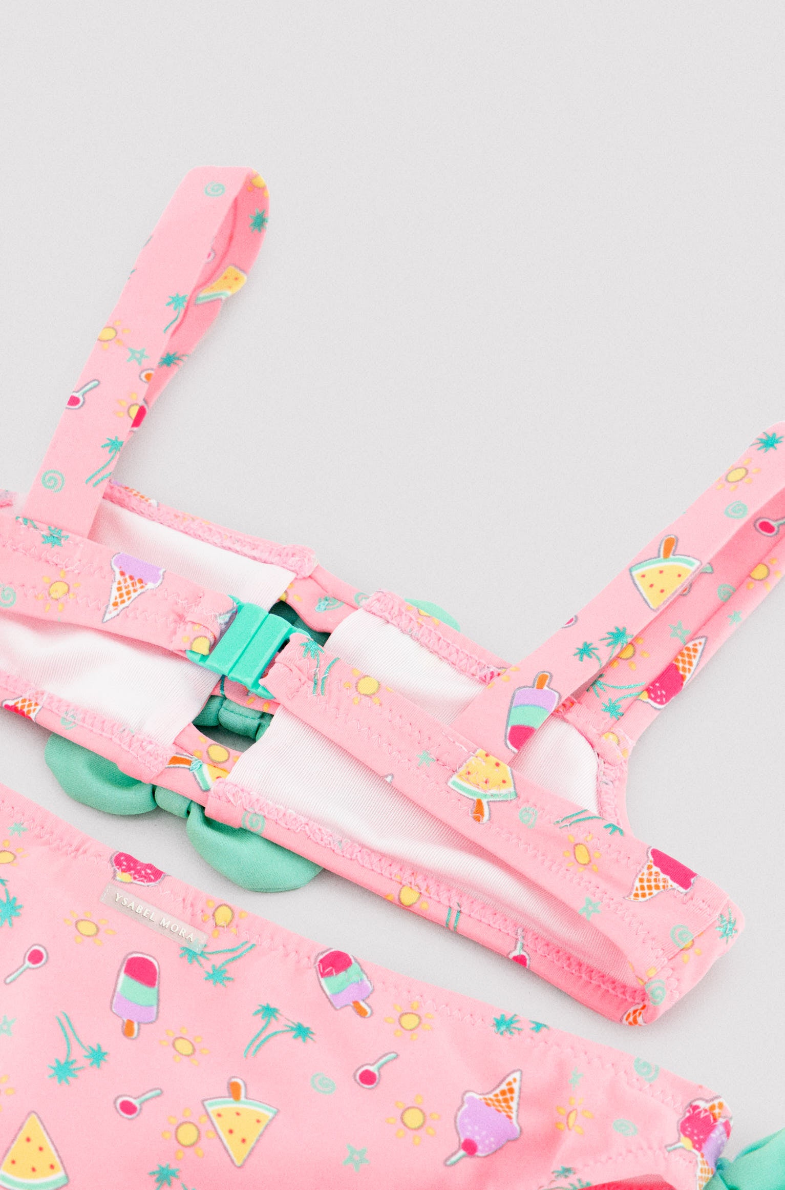 Bikini niña detalles  lazos estampado veraniego helados - Ysabel Mora