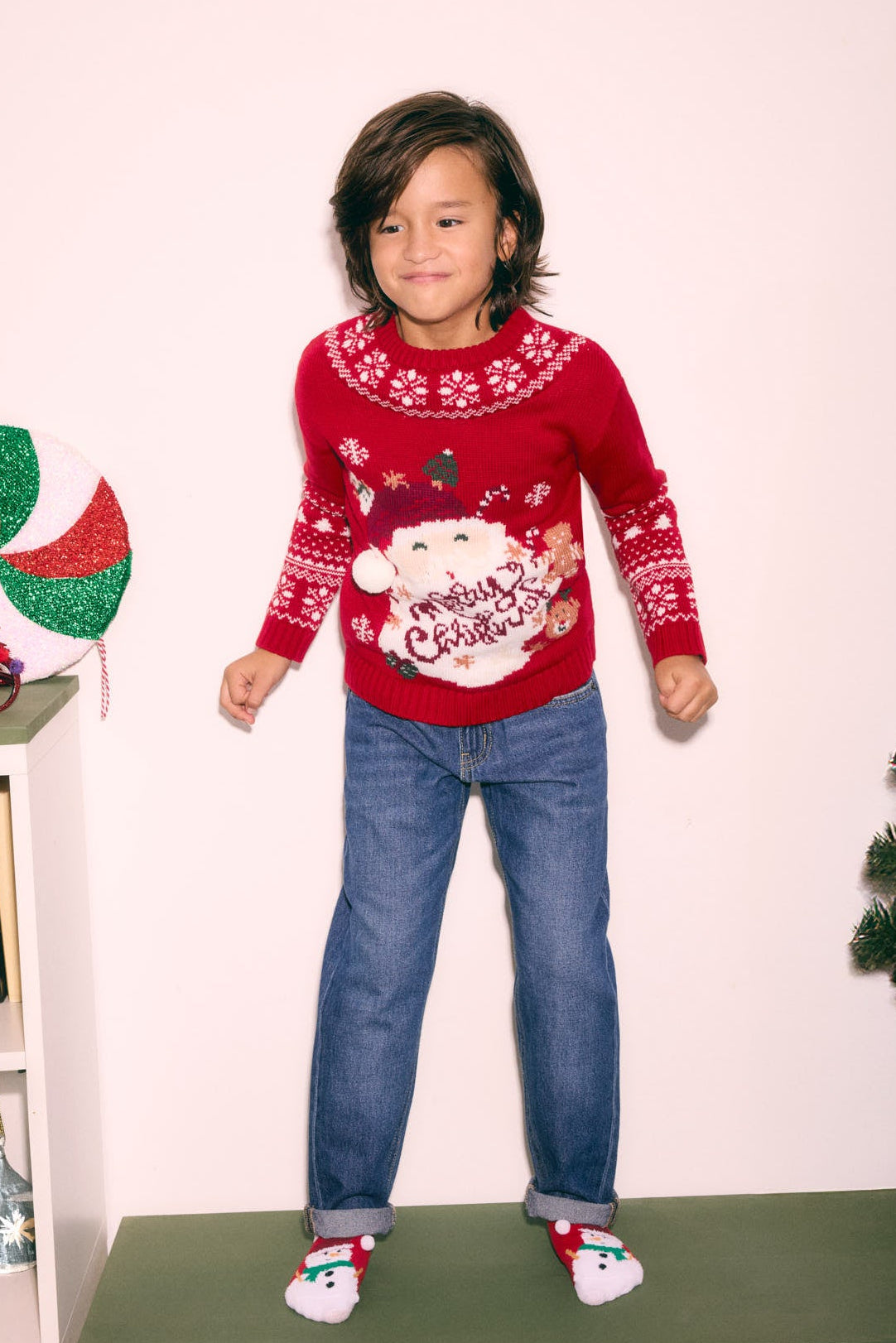 Calcetines antideslizantes infantiles navidad estampado muñeco de nieve
