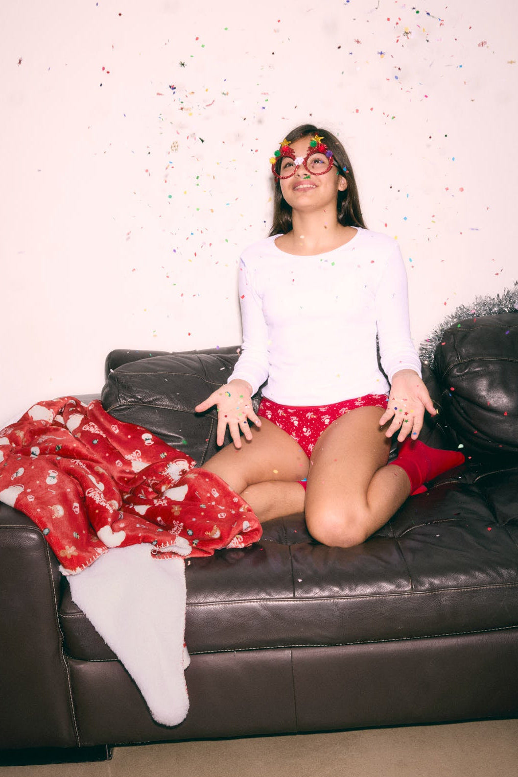 Cueca juvenil de algodão com estampado Merry Christmas