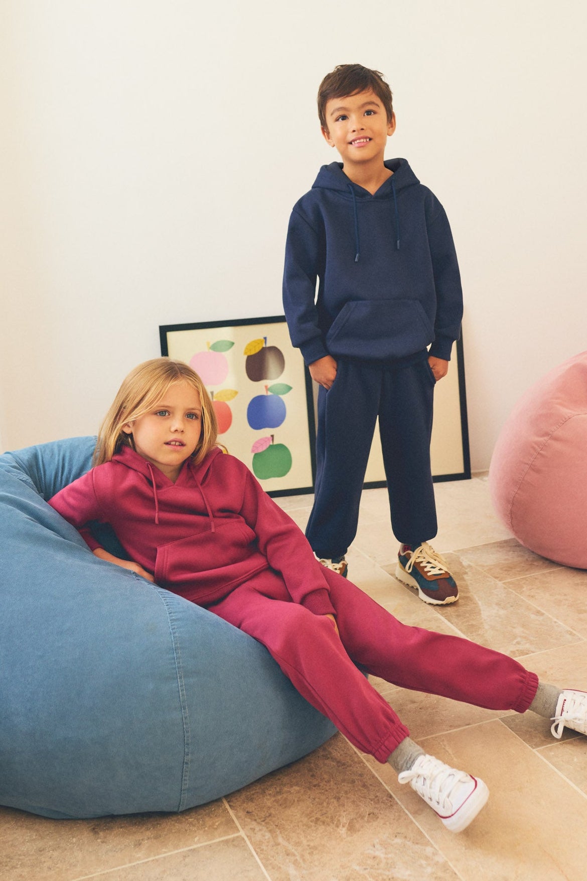 PRÉ-VENDA fato de treino de menina cardado rosa com sweatshirt e joggers