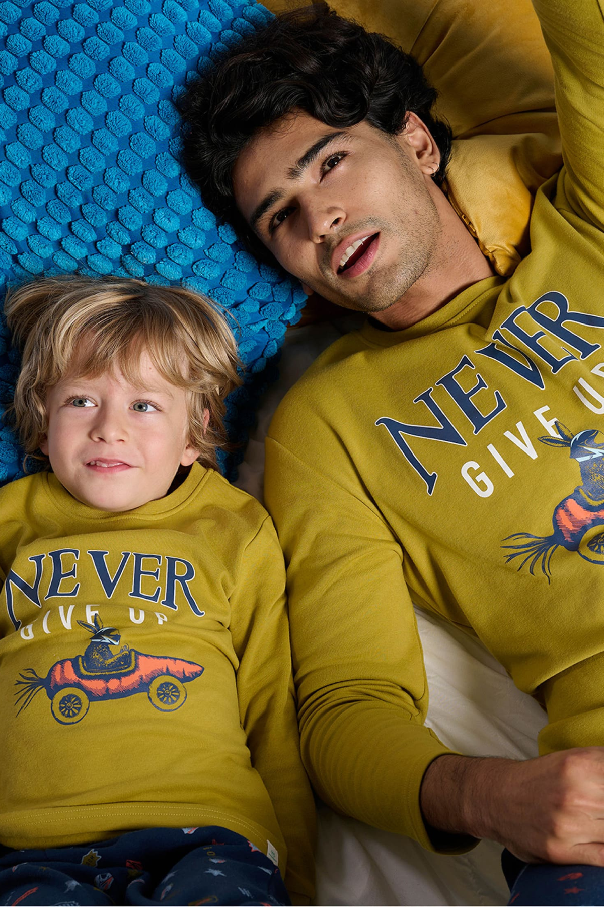 Pijama comprido de menino cardado estampado Never Give Up