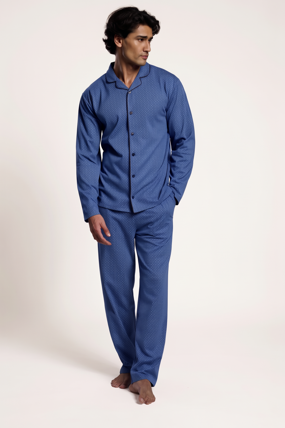 Pijama camisola comprido de homem em algodão estampado