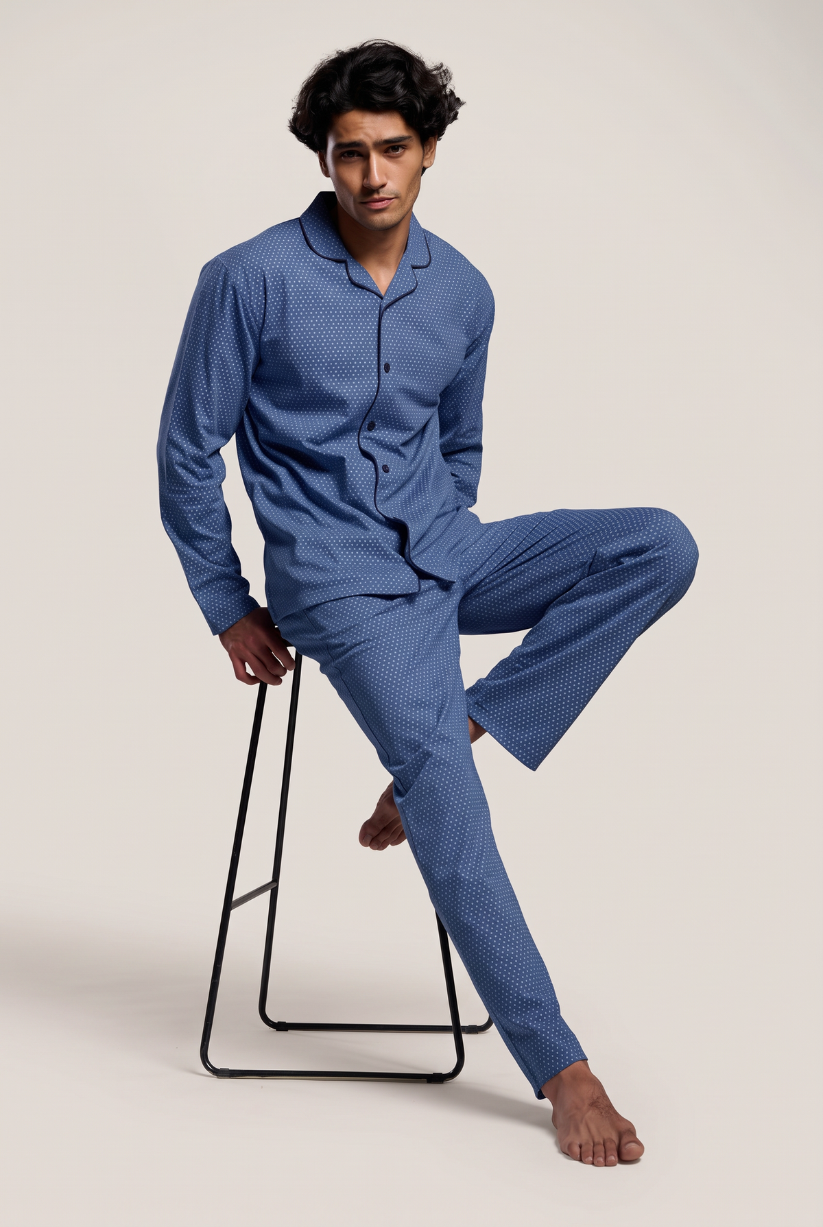 Pijama camisola comprido de homem em algodão estampado