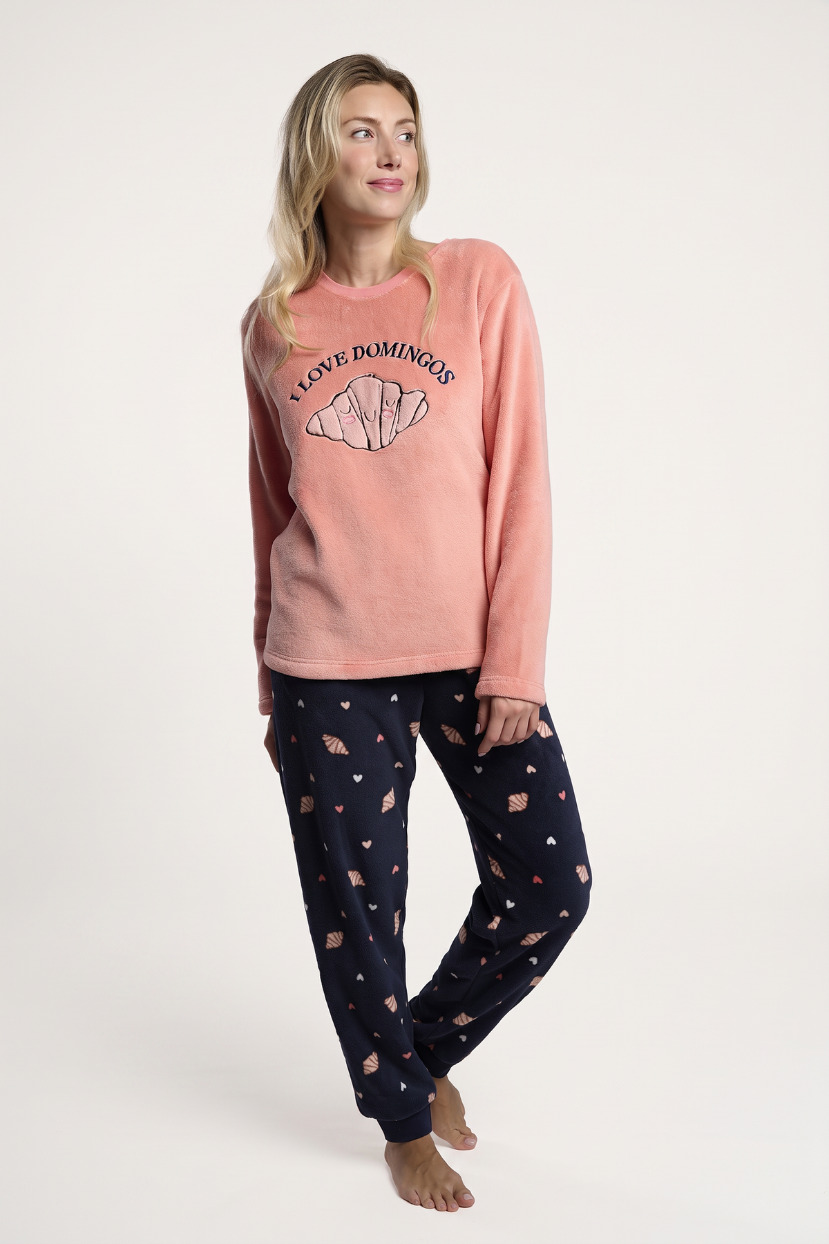 Pijama comprido de mulher polar coral I Love Domingos