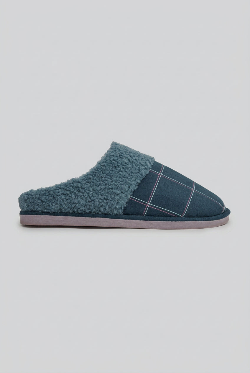 Pantufas de homem às riscas com interior sherpa