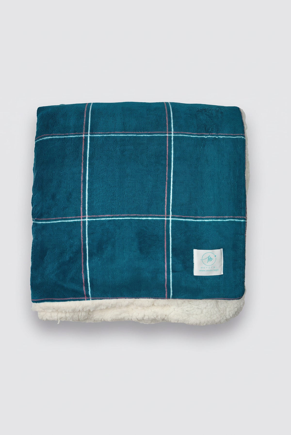 Manta em sherpa com estampado aos quadrados