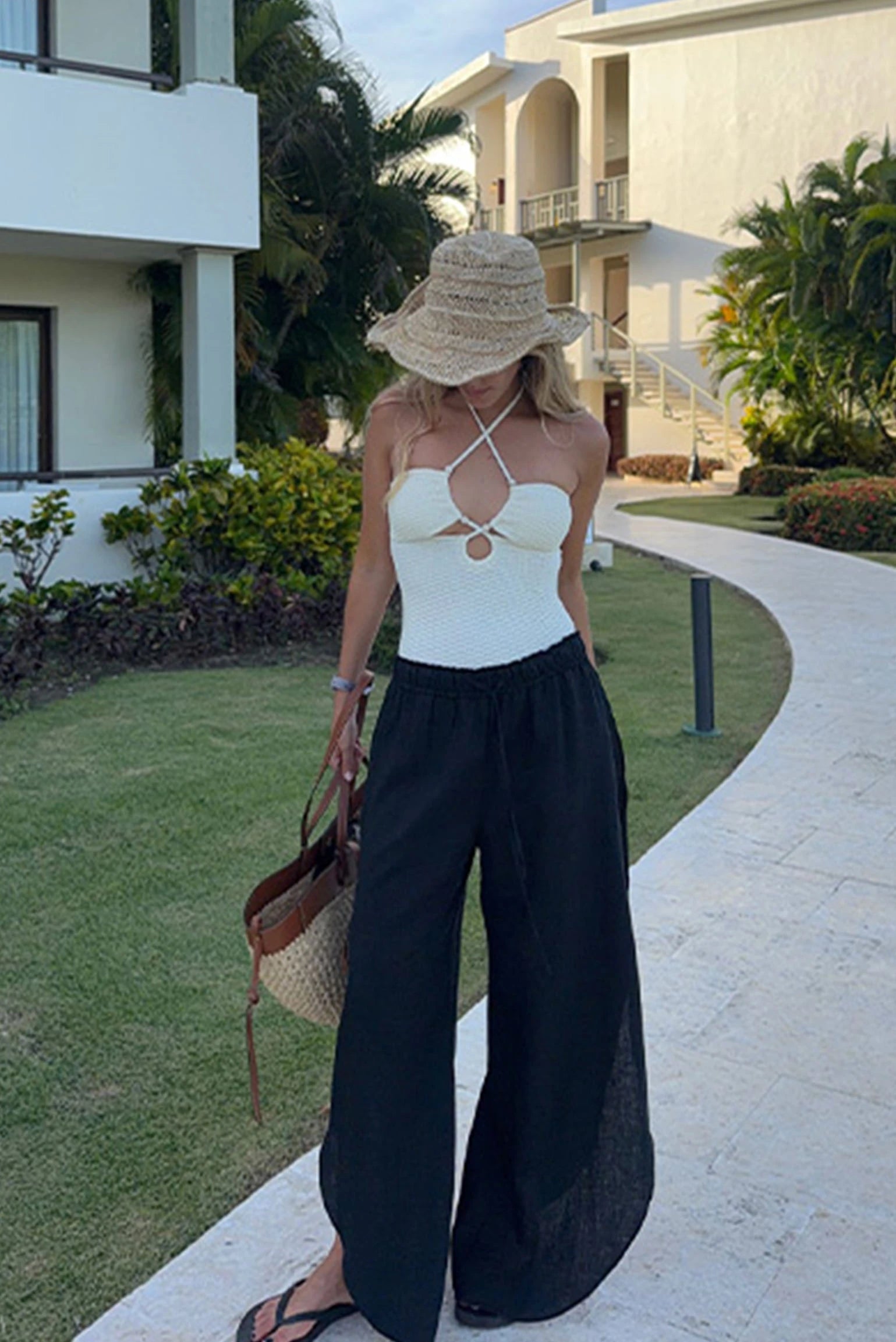 Conjunto de praia com fato de banho cruzado em cor de marfim @beagonzalez