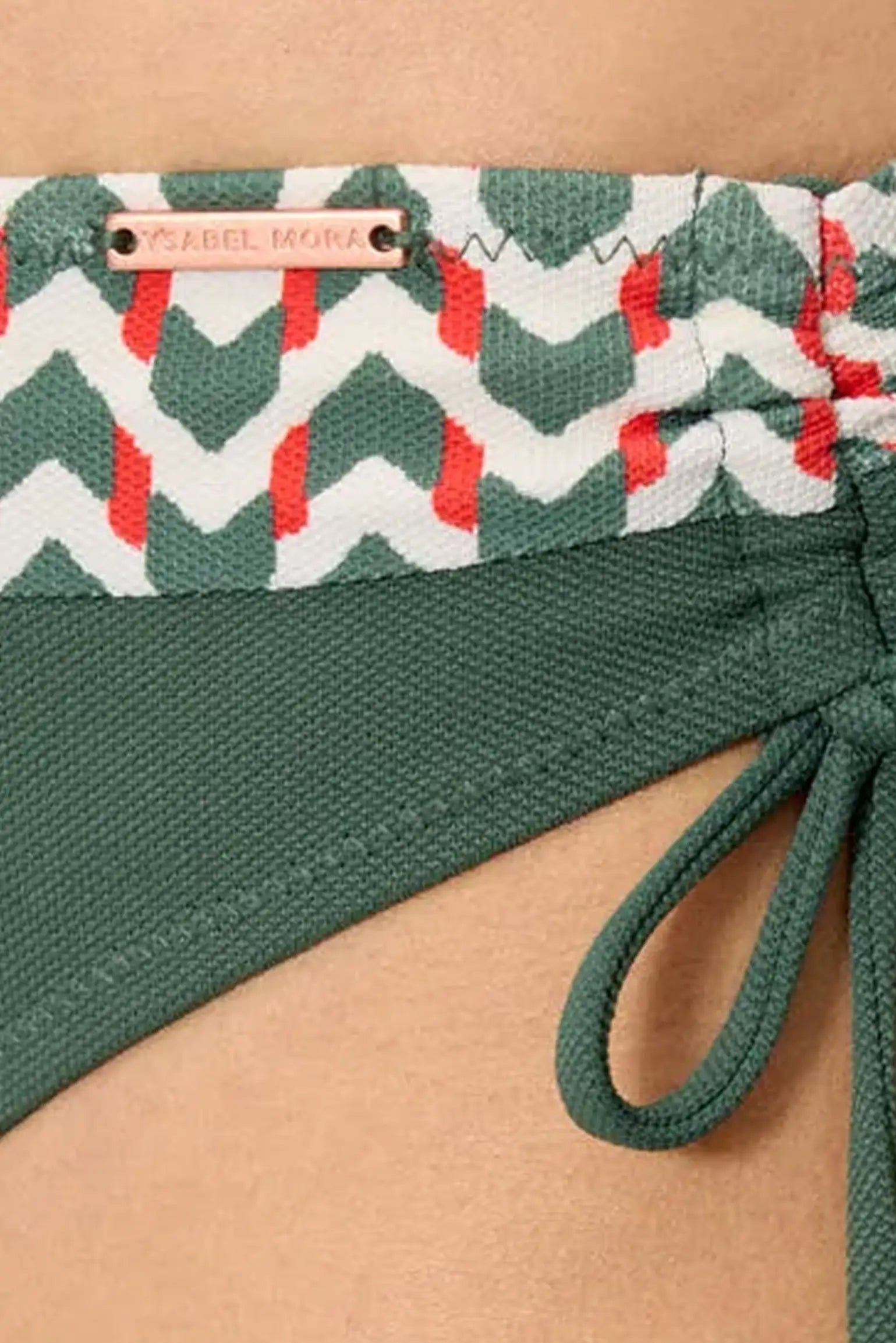 Braga bikini midi micropiqué estampada verde botella - Ysabel Mora